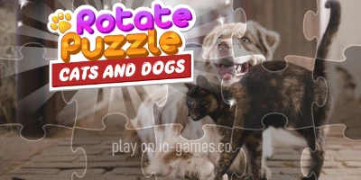 gameplay large view Rotate Puzzle - Cats and Dogs  gameplay small view
